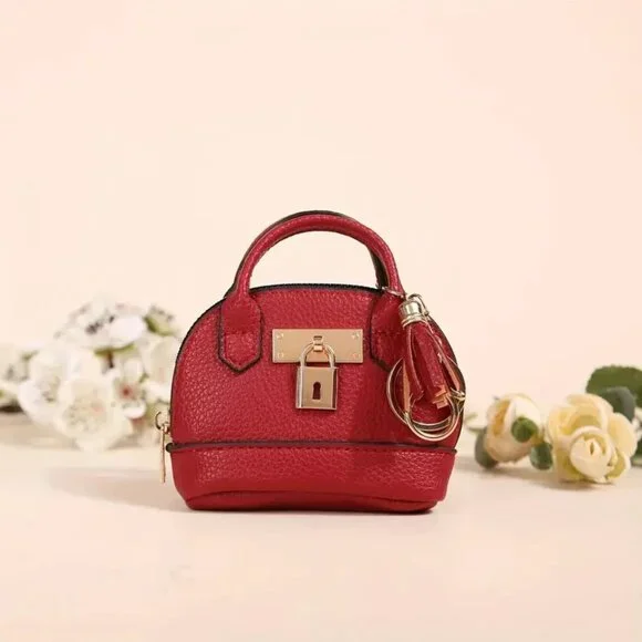 Cute Mini Faux Leather Coin Purse Bag Keychain for money/lipstick/earpods - Picture 6 of 9